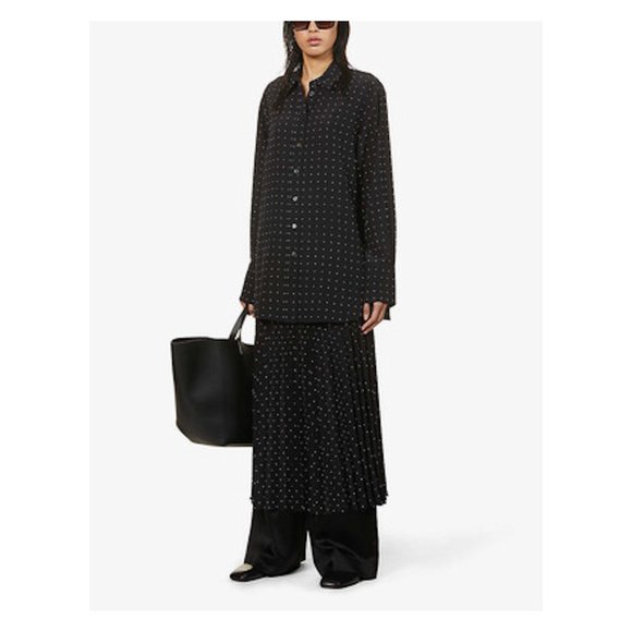 JOSEPH NWT Brooks Silk Black / Ivory Polka Dot Shirt - Picture 2 of 13